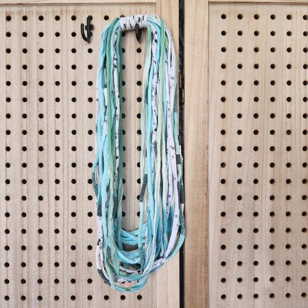 Upcycled Repurposed T-shirt Scarf Necklace Multicolored One of a Kind 15 Inches